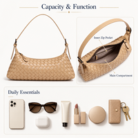Sac à main vintage en cuir PU tressé, style minimaliste français, décontracté, avec bandoulière réglable, résistant à l'eau, grande capacité pour femme - Personnalisable