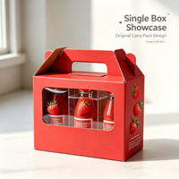 Caja de Regalo Portátil al por Mayor con Asa y Ventana para Jugo de Frutas, Embalaje de Papel para Botellas de Bebidas y Fresas