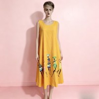 Robe longue ample décontractée pour femme, imprimé ethnique africain, sans manches, idéale pour l'été et les vacances à la plage - SJ015 (3,65 $)
