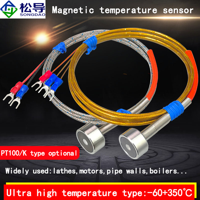 High Temperature Magnetic Temperature Sensor Pt100/Pt1000 Waterproof IP68 Probe 19mm Length OEM Songdao Brand 1 Year Warranty