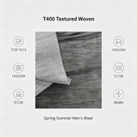 Tissu tissé polyester/coton premium 144 GSM, largeur 143 cm, épais, extensible, résistant à l'abrasion, anti-boulochage, noir/gris double