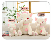 Peluche chat blanc avec nœud rose, style dessin animé Sakura Mary Marie, coussin décoratif doux de Noël, cadeau pour enfants