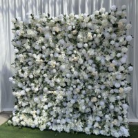 Fleur artificielle A-FW010 rose panneau mural toile de fond fleurs murales 8ft x 8ft roll up rose fleur mur pour la décoration de mariage