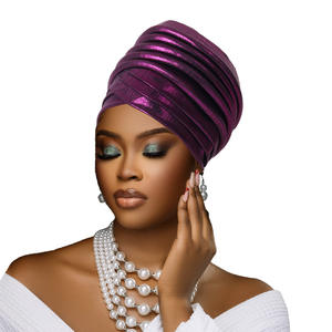 Nouveauté 2025 : Foulard Aso Oke Africain Auto-attachant pour <span class=keywords><strong>Femme</strong></span>, Style Uni Croisé, Bonnet Hijab Musulman, Foulard Aso Oke pour <span class=keywords><strong>Femme</strong></span> - Product Image 5