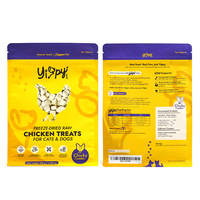 Sachet Doypack à fond plat personnalisé, mat, refermable avec fermeture éclair, pour aliments lyophilisés (poulet, pour chats et chiens), friandises et collations d'entraînement pour animaux de compagnie, en vrac