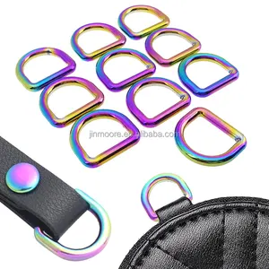 3/4 Inch Bag Making Accessories Rainbow Metal D Buckle Half Round D-Rings For Purse