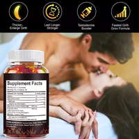 Gummies à l'extrait de graines d'Ashwagandha pressées à froid pour l'amélioration de la puissance masculine, pour des performances plus importantes, plus épaisses et plus durables, flacon de 60 unités