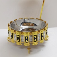 Plat de service 8L noir et or avec couvercle suspendu à motif cristal, chauffe-plat en acier inoxydable pour mariages, fêtes et traiteurs