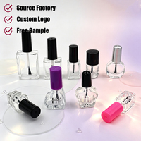 Botellas Cuadradas de Vidrio Transparente para Esmalte de Uñas con Aplicador de Pincel, Frascos Recargables Vacíos para Esmalte de Uñas y Pegamento para Pestañas
