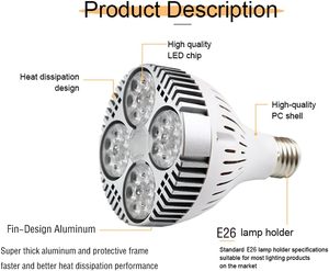 หลอดไฟ LED กำลังสูง 30 ดวง SMD E26/E27 35W แสงขาวโทนเย็น/โทนกลาง/โทนอุ่น  แบบหรี่แสงได้ สำหรับใช้ในเชิงพาณิชย์/เพาะปลูก - Product Image 2