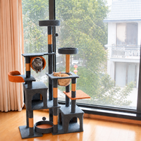 Torre para Gatos de Lujo de 64 Pulgadas con Camas de Felpa, Postes Rascadores de Sisal y Burbuja de Observación Panorámica para Hogares Modernos