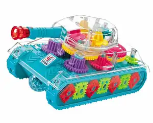 LONGXI YJ mainan tank LED untuk bayi, tank mainan elektrik plastik model tank militer, mainan edukasi dini dengan mobil musik untuk anak-anak