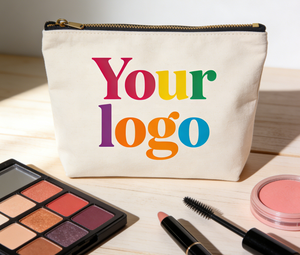 Bolsa de Cosméticos de Lona Grande con Logotipo Personalizado al por Mayor, Bolsa de Maquillaje con Cremallera - Product Image 1