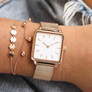 Montre carrée minimaliste pour femme en acier, style Genève, 16 mm, couleurs mélangées, mouvement à quartz, montre en alliage pour femme - Product Image 4