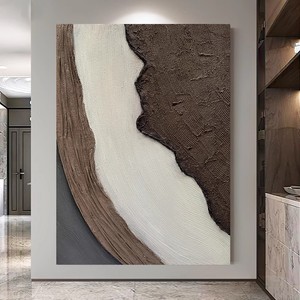 Hand Painted Oil Painting Abstract Textured Art Rectangle Metal <b>Frame</b> Modern Living Room Decorative <b>Wall</b> Art - Product Image 2