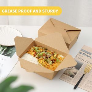 Factory Custom Size Eco Friendly Take Out Container Waterproof Grease Proof Kraft Paper Disposable Food Lunch <b>Box</b> for Restaurant - Product Image 5