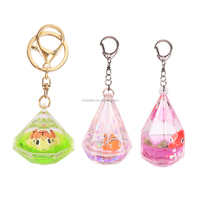 Promotion tortue poisson goutte d'eau diamant aqua rose liquide porte-clés