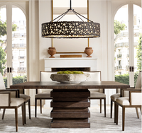 Fauteuil de salle à manger carré en tissu avec structure en bois massif, style contemporain français de luxe, pour hôtels, restaurants et salles de banquet