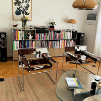 Fauteuil d'appoint de luxe moderne scandinave nordique en cuir noir pour salle à manger, extérieur, chambre, bureau à domicile