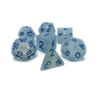 Jeu de dés polyédriques mats D4 D6 D8 D10 D12 D20 avec paillettes argentées