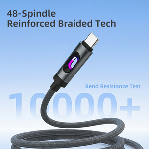 Type-C to Type-C Fast Charging Cable RGB <b>LED</b> <b>Light</b> Nylon Braided <b>USB</b> Data Cable for Mobile Phone Tablet - Product Image 4