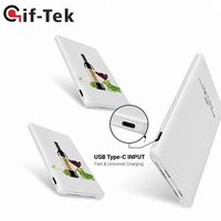 Batería Externa Promocional GifTek con Certificación CE, Ultra Delgada, de ABS, con Logotipo Personalizado, Tamaño de Tarjeta de Crédito, Mini 2500mAh, Conector Micro USB, Carga Rápida