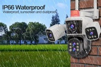 Caméra de sécurité extérieure 16MP 8K Ultra HD à quatre objectifs et trois écrans, étanche IP66, 4G WiFi, zoom hybride 10x, vision nocturne, Cloud