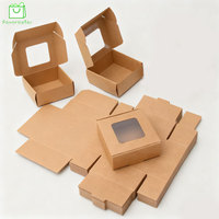 Boîte en papier kraft biodégradable personnalisée avec revêtement UV, gaufrage, doublure en éponge et fenêtre transparente pour cupcakes, pâtisseries et brownies