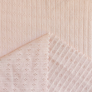 Nhà Máy Tùy Chỉnh Bán Buôn Phụ Nữ Ăn Mặc Quần Áo Trẻ Em 140gsm 100% Combed Cotton Dệt Kim Jacquard Pointelle Sườn Vải - Product Image 4