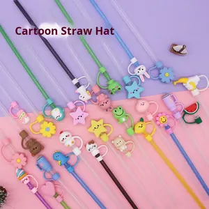 Nouveau bouchon de paille <span class=keywords><strong>en</strong></span> silicone, diamètre 8-10 mm, réutilisable, personnalisé, anti-poussière, accessoire pour gobelet à eau - Product Image 2