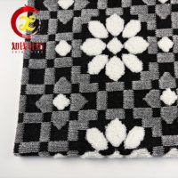 Tissu Jacquard Sherpa à Motif Floral à Carreaux Noirs et Blancs, Teint en Fil, de la Marque Velvet Factory, pour Tapis et Couvertures de Canapé