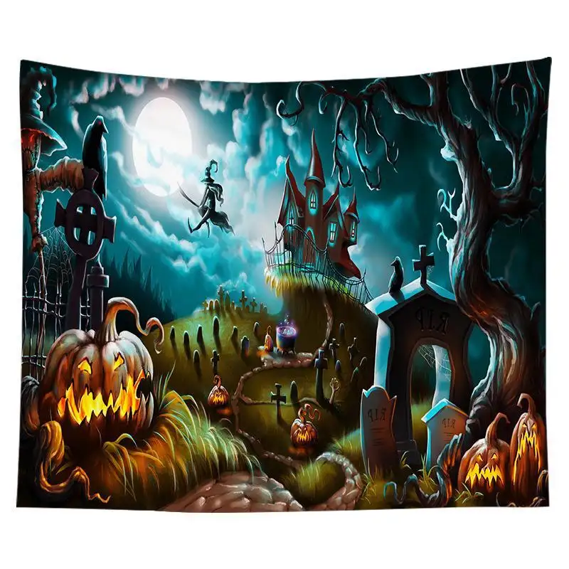 Cross-border new Halloween tapestries, living room and bedroom decoration tapestries can be customized size pattern logo