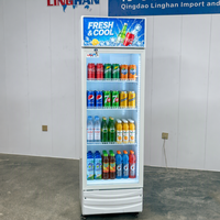Réfrigérateur de présentation vertical économique en marbre pour boissons, avec porte vitrée transparente simple, pour jus de fruits, idéal pour les magasins