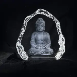 厂家批发3D激光雕刻K9定制图案水晶冰山水晶玻璃。
