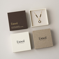 Boîte d'emballage de luxe pour bijoux avec impression de logo personnalisé, boîte rigide en papier avec couvercle et base pour collier, boucles d'oreilles, bagues, ensemble 9x9x3cm