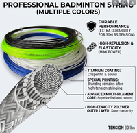 Cordage de badminton en nylon PA66 0,66 mm, durable, écologique, portable, léger, texture élastique et sonore, excellent retour de force