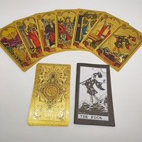 Cartes de Tarot Oracle en Feuille d'Or 78 Cartes Vente en Gros Jeux de Société Personnalisés pour la Famille Coins Arrondis Boîte en Plastique Écologique