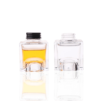 Vente en gros de flacons d'encre pour stylo-plume en verre transparent carré de 50 ml avec bouchon en aluminium noir