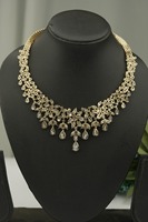 Collier pour femme en diamant de laboratoire de luxe, plaqué or jaune/or rose, certifié IGI, coupe marquise, 14/18 carats, design tendance