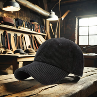 Gorra de béisbol de pana de 6 paneles con logo personalizado al por mayor, cálida para invierno, estilo vintage, con hebilla metálica, seis tallas (52-62cm) para marcas, venta a granel