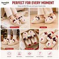 Pantuflas de Reno de Invierno, Cerradas, para Interiores, con Suela de EVA y TPR Suave, Detalle Bordado, Fabricante de Marca Privada OEM ODM