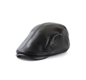 A010807 Casquettes classiques à visière en cuir PU, chaudes et ajustables, pour adultes d'âge moyen et seniors - Idéales pour le ski et les activités sportives décontractées - Product Image 1