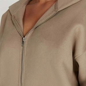 OEM Unisex 100%cotton Size <b>Pocket</b> Hoodie and Shorts Set Men Custom <b>Hoodies</b> and Sweatpants Set Blank <b>Zip</b> up Hoodie Tracksuit - Product Image 5