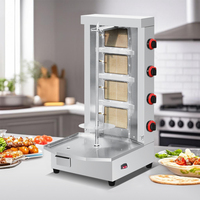 Grill Shawarma rotatif à gaz à 4 brûleurs de qualité commerciale pour la machine à kebab en acier inoxydable de traitement de la viande