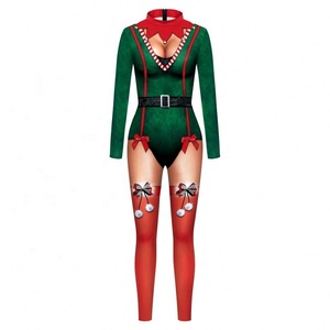 Combinaison de fête cosplay <span class=keywords><strong>Noël</strong></span> Halloween en gros, combinaison sexy pour <span class=keywords><strong>femme</strong></span> à impression 3D, justaucorps à manches longues, costume de film - Product Image 3