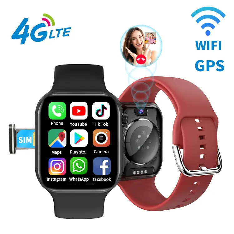 2024 Cds9 4G Android Smartwatch 4G Soporte de tarjeta Sim con cámara Pantalla grande de 2,2 pulgadas Wifi Gps 4 + 64Gb Ultra Reloj Inteligente 4G