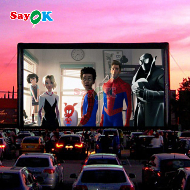 Sayok Guangzhou Custom 40ft Huge Blow up Projector Screen Air Tight PVC Tarpaulin Outdoor Inflatable Movie Screen