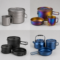 Juego de Utensilios de Cocina de Titanio Personalizado para Camping, Fabricante OEM ODM, Olla, Tetera, Sartén y Taza Ultraligeras para Excursionismo y Montañismo