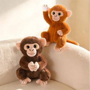 Peluche singe personnalisée avec logo, simulation de singe brun aux grands yeux, peluche avec fermeture auto-agrippante, poupée en peluche, attache de rideau, coussin doux, cadeau - Product Image 1