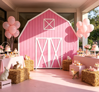 Support de toile de fond arche de grange 7x7ft avec cadre en aluminium 32mm et housse en soie laiteuse pour décoration de fête de cowgirl, baby shower, anniversaire, location